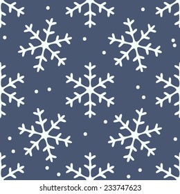 Snowflake Seamless Pattern. Vector Snowflakes Background.