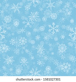 Snowflake seamless pattern. Vintage  blue background. Christmas collection. Vector illustration