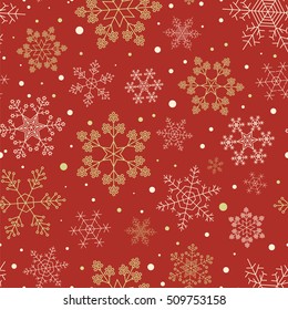 Snowflake seamless pattern. Vintage outline version. Vector illustration