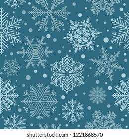 Snowflake seamless pattern. Vintage winter background. Christmas collection. Vector illustration