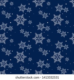 Snowflake seamless pattern. Vintage winter background. Christmas collection. Vector illustration