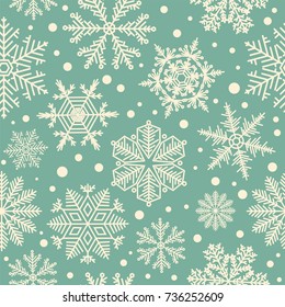 Snowflake seamless pattern. Vintage winter background. Christmas collection. Vector illustration