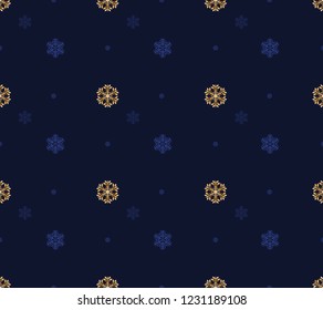 Snowflake seamless pattern.Christmas background for design of posters, postcards, invitation for the new year. Vector illustration