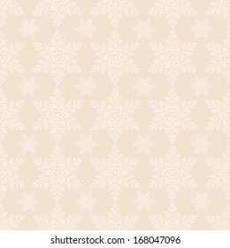 Snowflake seamless texture in beige color for your design. EPS10 vector.