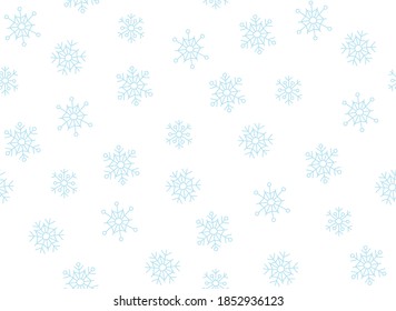 Snowflake seamless vector  pattern. Snow print. Winter wallpaper. Merry christmas. Happy new year.