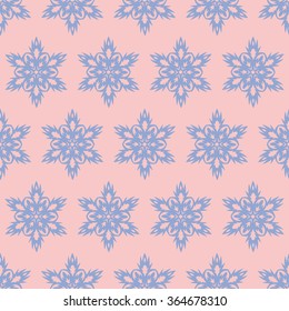 Snowflake seamless.pattern. Christmas background. Rose quarts and serenity colors.