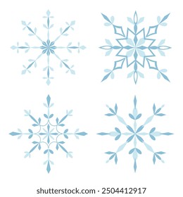 Snowflake. Set of abstract shapes of snowflakes. Winter decorative element in flat style. Snowflake icon.