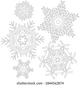 Dibujo de vector blanco y negro con copo de nieve