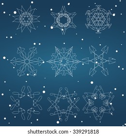 Snowflake Set. Christmas and new year concept