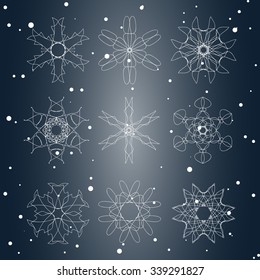 Snowflake Set. Christmas and new year concept