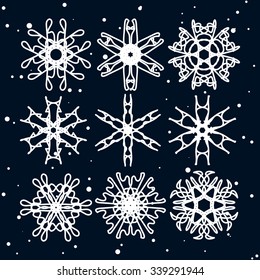 Snowflake Set. Christmas and new year concept