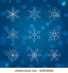 Snowflake Set. Christmas and new year concept