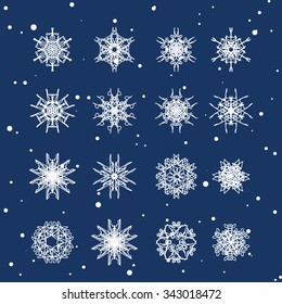 Snowflake Set. Christmas and new year concept