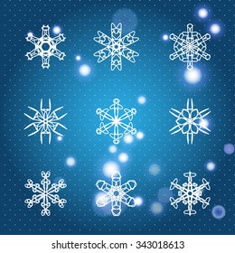 Snowflake Set. Christmas and new year concept