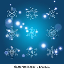 Snowflake Set. Christmas and new year concept