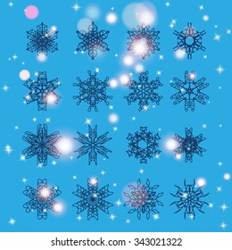 Snowflake Set. Christmas and new year concept