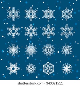 Snowflake Set. Christmas and new year concept