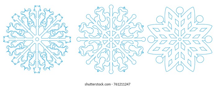 Snowflake set of Christmas on white background, Vector, Holidays
