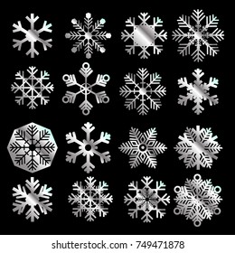 Snowflake Set. Collection of winter graphic elements. Can be used for New Year and Christmas design.