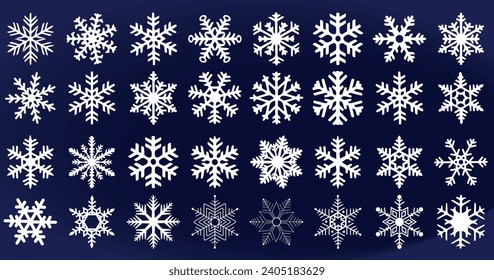 Snowflake set. Snowflake icon. Snow icon set white color, vector