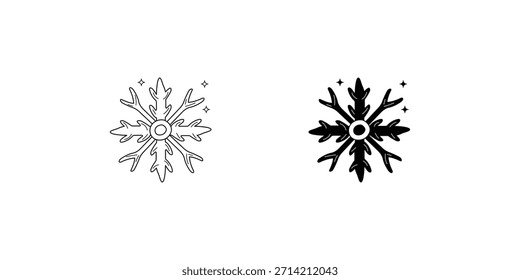 Ícone de conjunto floco de neve com ilustração de estoque de vetor de fundo branco