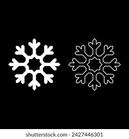 Schneeflocken-Set-Symbol weiße Farbe Vektor-Illustration Bild Solid Fill Kontur Linie dünne flache Stil