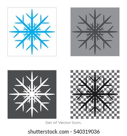 Snowflake Set icons with four Color Variations of flat style. Vector illustration.