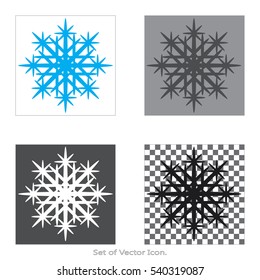 Snowflake Set icons with four Color Variations of flat style. Vector illustration.