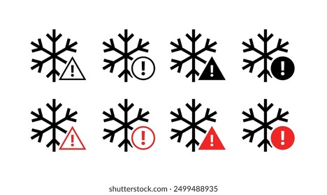 Snowflake set icons. Silhouette and flat style. Vector icons.