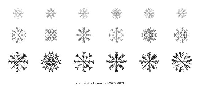 Snowflake set. Isolated snowflake collection. Snow icons. Snowflake vector illustration