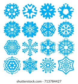 Snowflake Set Isolated on White Background for Winter Design and Decoration