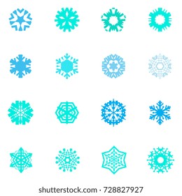 Snowflake Set Isolated on White Background for Winter Design and Decoration