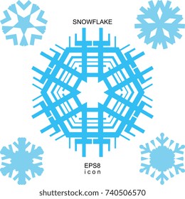 Snowflake Set Isolated on White Background for Winter Design and Decoration