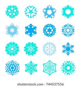Snowflake Set Isolated on White Background for Winter Design and Decoration