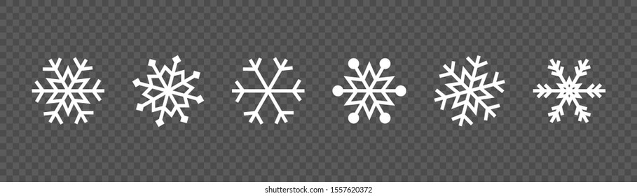 Snowflake set on isolated background. Winter pattern snow ornament vector design.  Frost background. Christmas icon. Vector illustration