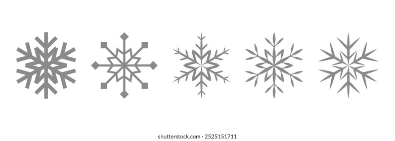 Floco de neve definido. Em fundo isolado. Coleção de flocos de neve. Ícone de Natal. Geada. Ilustração vetorial