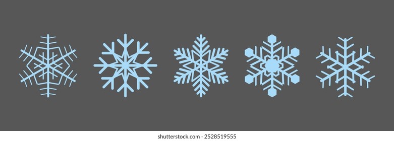 Snowflake set. On isolated background. Snowflake collection. Christmas icon. Frost. Vector illustration