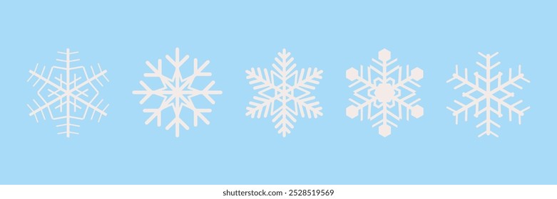 Snowflake set. On isolated background. Snowflake collection. Christmas icon. Frost. Vector illustration