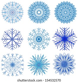 Snowflake set on a white background, EPS10 - vector graphics. 