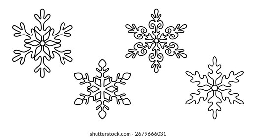 Conjunto de copo de nieve, Ilustraciones de cristal de nieve, Colección de copo de invierno