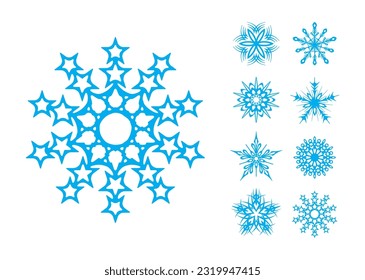 Snowflake - Set. Vector illustration.