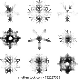 Snowflake set vector illustration halftone