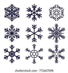 Snowflake set. Vector silhouette decoration illustration isolated on white background