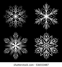 snowflake set vector silhouette symbol icon design. Beautiful illustration isolated on black background