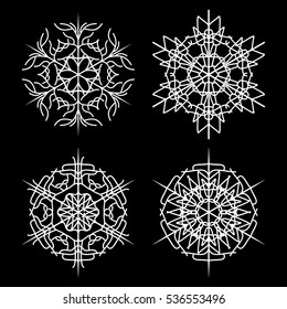 snowflake set vector silhouette symbol icon design. Beautiful illustration isolated on black background
