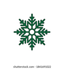 Snowflake set winter silhouette, green isolated on white background. It's Christmas, winter time.