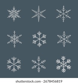 Snowflake Set Winter Vector Illustration.