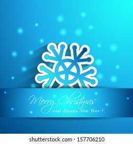 snowflake with shadow effect on magical blue background