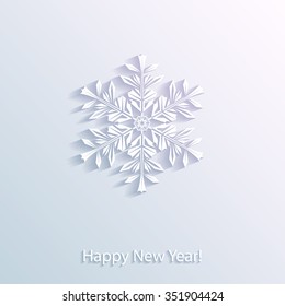snowflake with shadow over blue background, vector