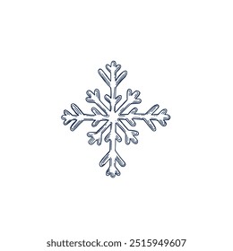 Snowflake shape hand drawn Isolated vector illustration. Christmas tree toy for holiday poster, birthday or party sketch for New Year cards, greeting, holiday, invitation. Engraving style.